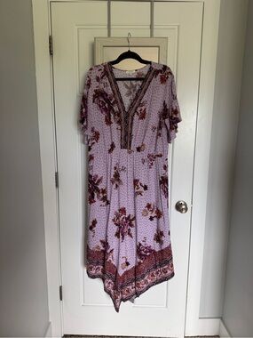 Maurices Dress Lavender purple Floral V-Neck short sleeve summer
